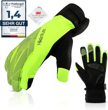 Зимові рукавички HIKENTURE: водонепроникні, для велосипеда та катання на лижах, тепла терморукавичка для чоловіків та жінок, з гелевою підкладкою, жовто-зелені, для бігу та активного відпочинку