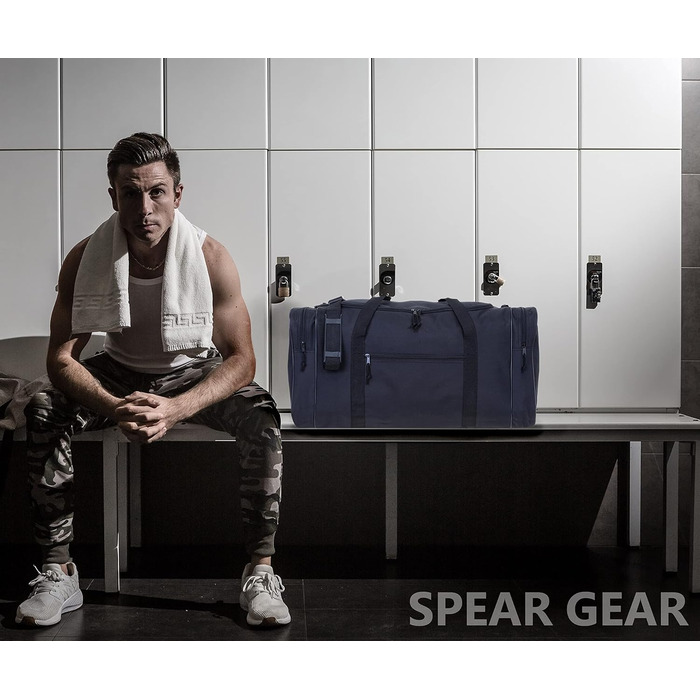 Спортивна сумка XXL Spear 68 см 65 л для чоловіків і жінок, велика футбольна сумка для спортзалу, фітнесу, сауни + пляшка, чорна