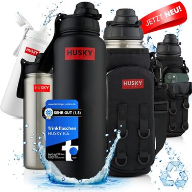 Термос пляшка HUSKY ICE 700 мл срібляста, нержавіюча сталь, подвійні стінки, термоізоляція, BPA-free, з сумкою, для спорту та outdoor