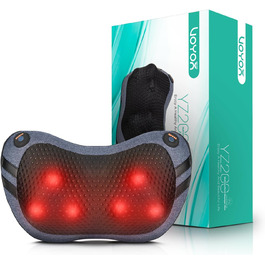 VOYOR HEALTH Масажна подушка з функцією підігріву, шиацу масажер з 3D масажними головками для шиї, спини та ніг, електричний прилад для зняття м'язового болю, подарунок для чоловіків і жінок, модель YZ200, блідо-блакитний