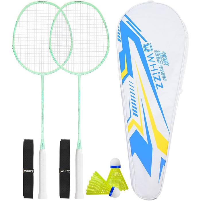 Набір для бадмінтону WHiZZ Carbon: 2 ракетки, м'ячики, обмотка, сумка. Легкі графітові ракетки для тренувань та відпочинку.