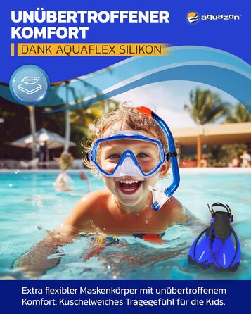Дитячий набір для підводного плавання AQUAZON Miami: маска, ласти, трубка, регульований розмір, рожевий, 7-14 років
