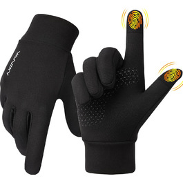 Рукавички для їзди на велосипеді, бігу та хайкінгу: теплі, непромокаючі, з антиковзаючою поверхнею та підтримкою сенсорного екрану (чорний, L)