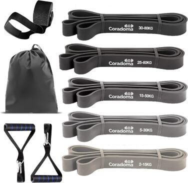 Набір еластичних стрічок для фітнесу з кріпленням для дверей та ручками, Resistance Bands для підтягувань, силових тренувань, розтяжки та фізіотерапії