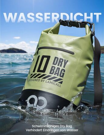 Водонепроникний рюкзак-сумка Dry Bag Lamicall 20L, зелений - міцний, з водонепроникним чохлом для телефону