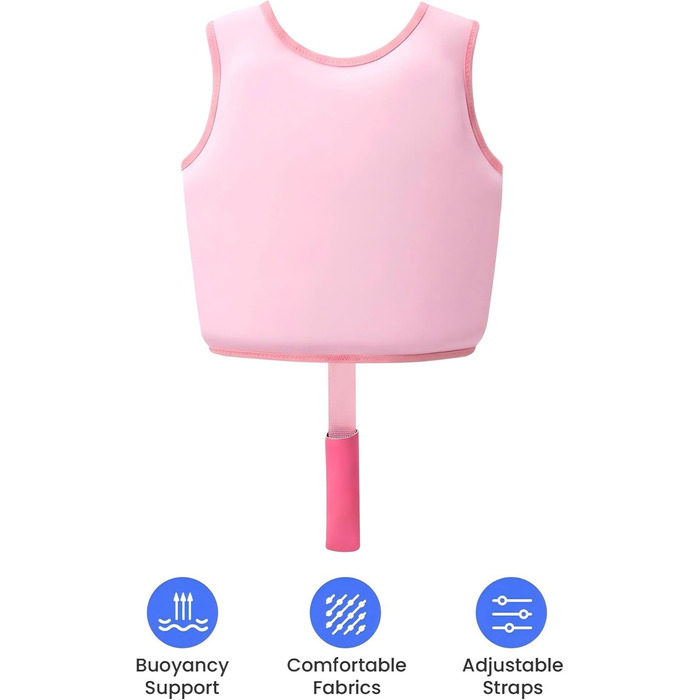 Спасальний жилет для плавання Gogokids 15-30 кг, для навчання плаванню, рожевий S (1-3 роки)