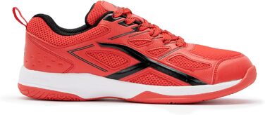 Чоловічі професійні бадмінтонні кросівки HUNDRED Xoom - червоно-білі, розмір 39 EU, для бадмінтону, тенісу, сквошу, настільного тенісу, баскетболу та падел-тенісу. Матеріал верху: поліестер, підошва: гума