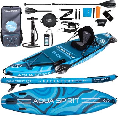 Надувний SUP Борд Aqua Spirit 320 см | Комплект з веслом, рюкзаком та насосом | Набір для SUP-серфінгу | Синій
