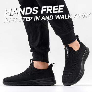 Сліпони чоловічі Sosenfer: зручні дихаючі кросівки без шнурівків для занять спортом, прогулянок та тренувань (1272, чорний, 44 EU)