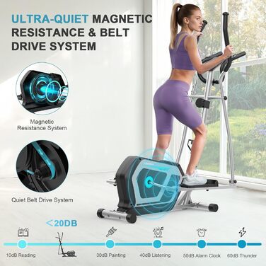 Еліптичний тренажер Crosstrainer 3-в-1 з LCD-монітором та регулюванням навантаження до 287 кг (Срібний)