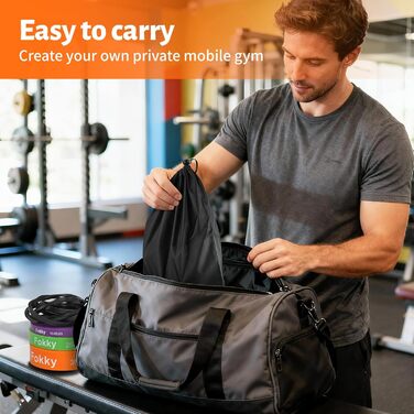 Набір еластичних стрічок Fokky для фітнесу, 4 рівні, з дверним кріпленням та захисними подушечками, для силових тренувань, чорний, фіолетовий, зелений, помаранчевий