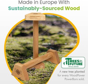 Дерев'яні упори WOODPOWER PowerBars XS-Long для віджимань, стійки на руках та йоги, нековзкі, для занять каллістенікою та фітнесом у приміщенні і на вулиці