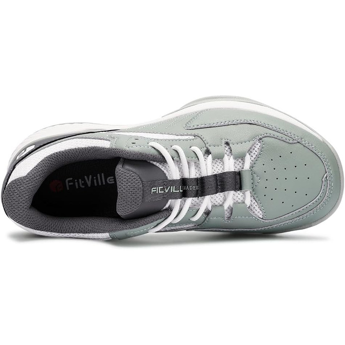 Жіночі тенісні кросівки FitVille Extra Wide (широкі) - дихаючі, для занять тенісом, бадмінтоном, фітнесом, ходьбою. Кольори: авокадо, сірий, розмір EU 42.