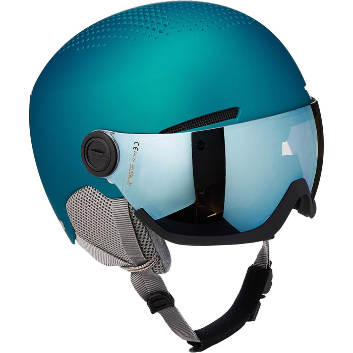 Дитячий лижний шолом ALPINA ZUPO VISOR Q-LITE з візором, посиленою контрастністю, синій матовий, легкий, розмір 48-52 см