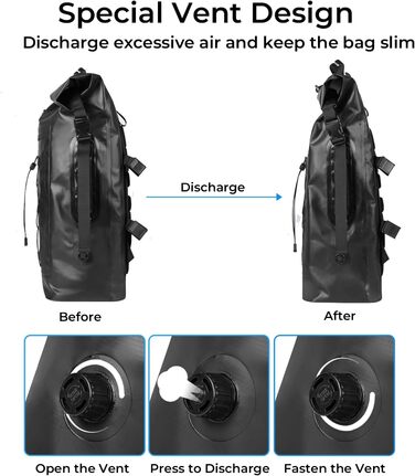 Водонепроникний рюкзак Dry Bag 35L для каякінгу та рафтингу (Чорний)
