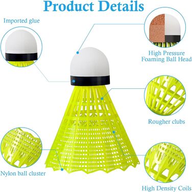 Набір для бадмінтону FYSL 12 штук: міцні нейлонові волани для гри на вулиці, тренувань та відпочинку