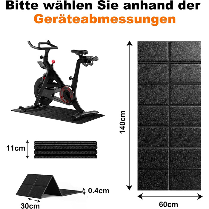 Килимок під бігову доріжку та тренажер 140x60 см, захисний підклад з щільного ПВХ для шумоізоляції та амортизації, складаний килим для фітнес-обладнання