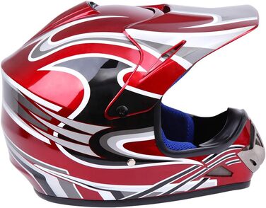Шолом Samger DOT для дітей та підлітків, Motocross, Off Road, Dirt Bike, ATV, мотоциклетний, комплект з рукавичками та окулярами (L, Червоний)
