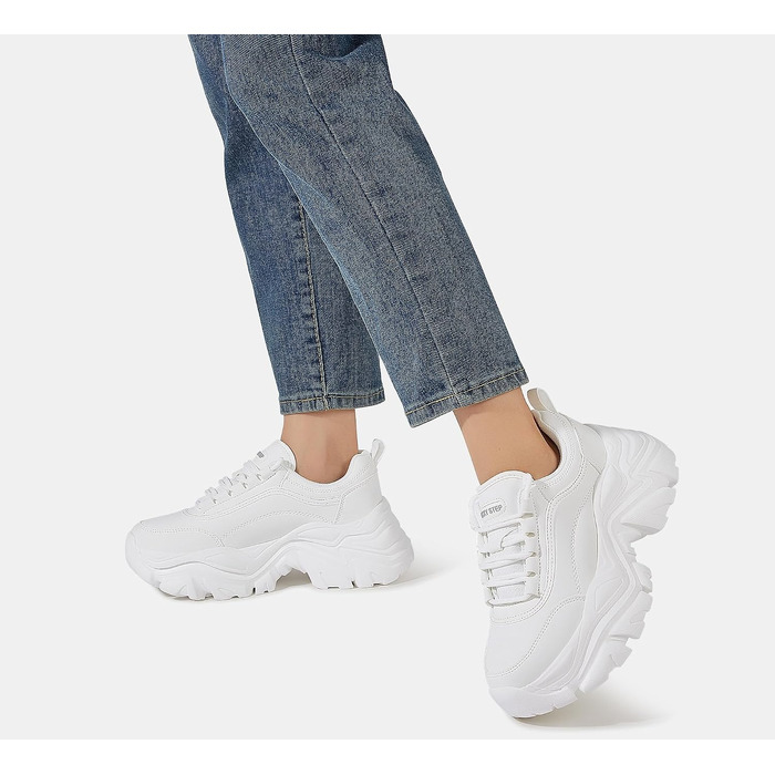 Жіночі кросівки LUCKY STEP Chunky на платформі, білі модні кеди з комфортним танкетковим підбором, розмір 39 EU