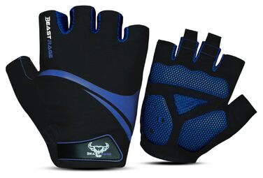Велосипедні рукавички BEAST RAGE для жінок та чоловіків, дихаючі, безпальцеві, з антиковзким покриттям, амортизація, підходить для шосе, MTB, гірського велосипеда, білого кольору (BLAU, XL)