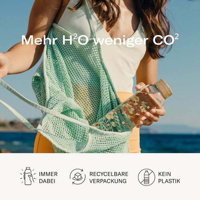 Скляна пляшка для води waterdrop® Edition 600 мл, боросилікатна, герметична, підходить для газованої води, BPA-free, з неопреновим чохлом, підходить для посудомийки