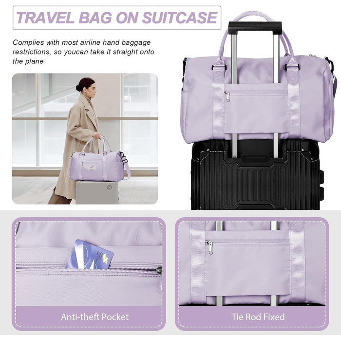 Спортивна сумка-мішок для чоловіків та жінок з відділенням для взуття та мокрих речей, сумка для подорожей, ручна поклажа, фітнес-сумка, сумка для тренувань, блакитний колір (A11-lila)