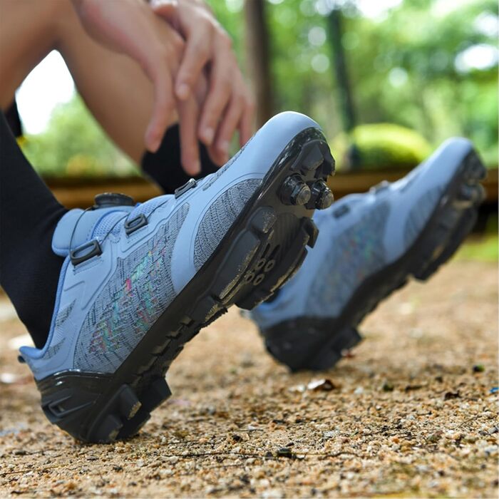 Жіночі велотуфлі для MTB (Mountainbike) з сумісними SPD підошвами, дихаючі, блакитні, 40 EU