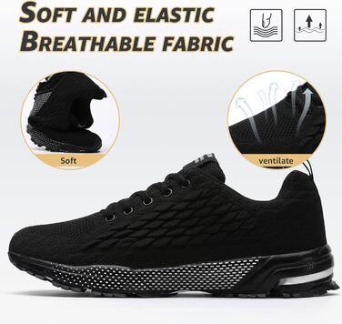 Чоловічі кросівки ASHION для бігу та занять спорту. Дихаючі, легкі, чорного кольору (44 EU)