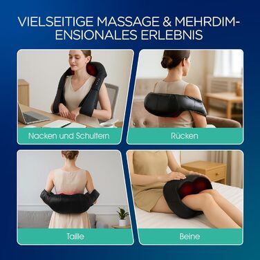 Масажер для шиї та плечей Shiatsu електричний 4D з глибоким розминанням для спини та всього тіла, чорний