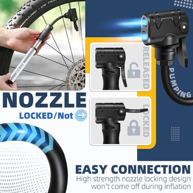 Міні-насос для велосипеда West Biking - алюмінієвий насос для всіх типів вентилів, портативний, швидка накачка, легкий, для MTB, шосе, м'ячів