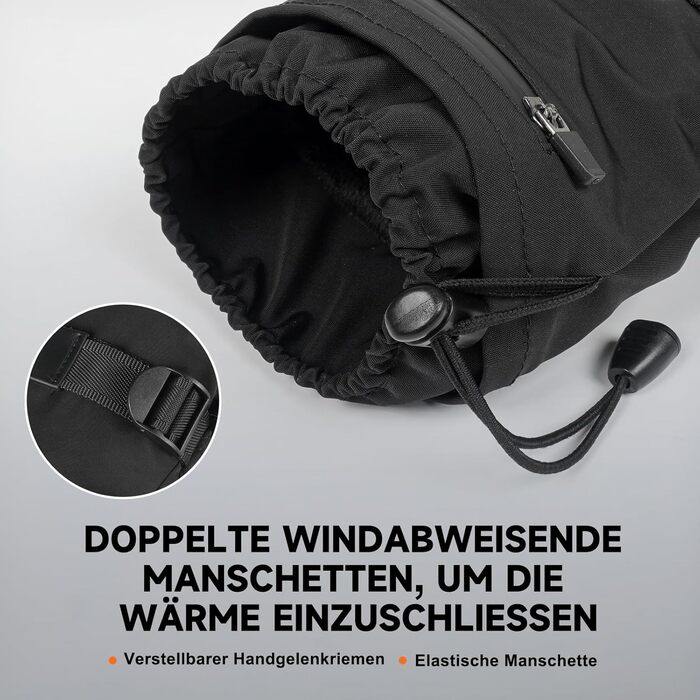Гріючі рукавички з акумулятором 6000mAh USB, для жінок та чоловіків, 3 режими нагріву, водонепроникні, з підтримкою сенсорного екрану, чорний колір, EU