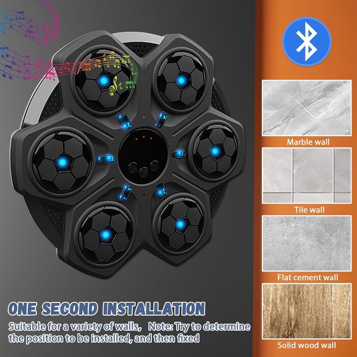 Музична бокс-машина Eznaobo: Bluetooth, 9 швидкостей, для дітей та дорослих, монтаж на стіну, чорний колір