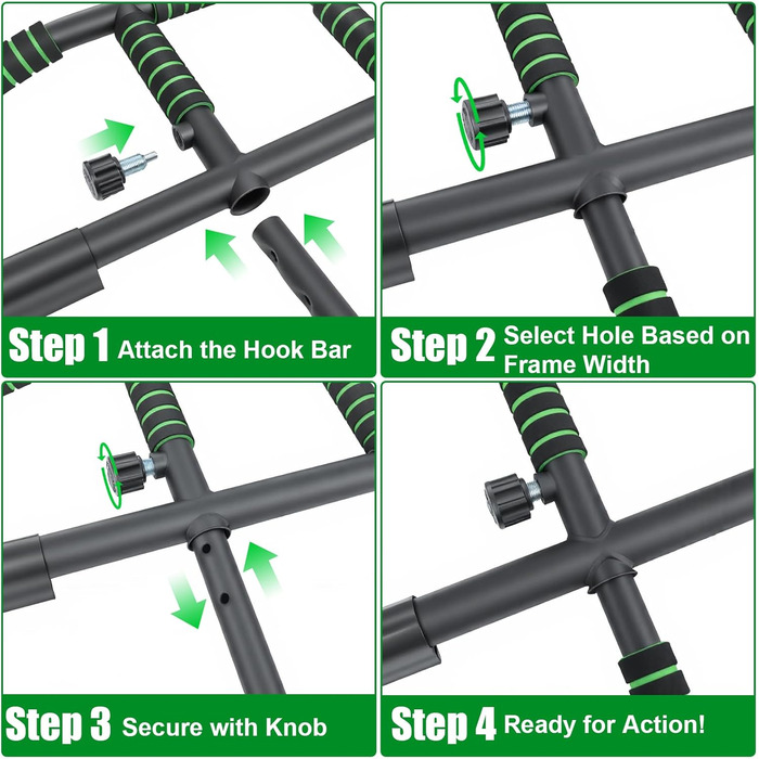 Турнік для дверей без свердління, Klimmzugstange для підтягувань, 10 положень для хвата та еластичні стрічки для тренувань вдома та в залі