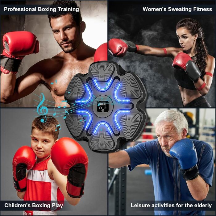 Музична бокс-машина преміум-класу з боксерськими рукавичками, Bluetooth з LED-підсвічуванням, для дому, чорна
