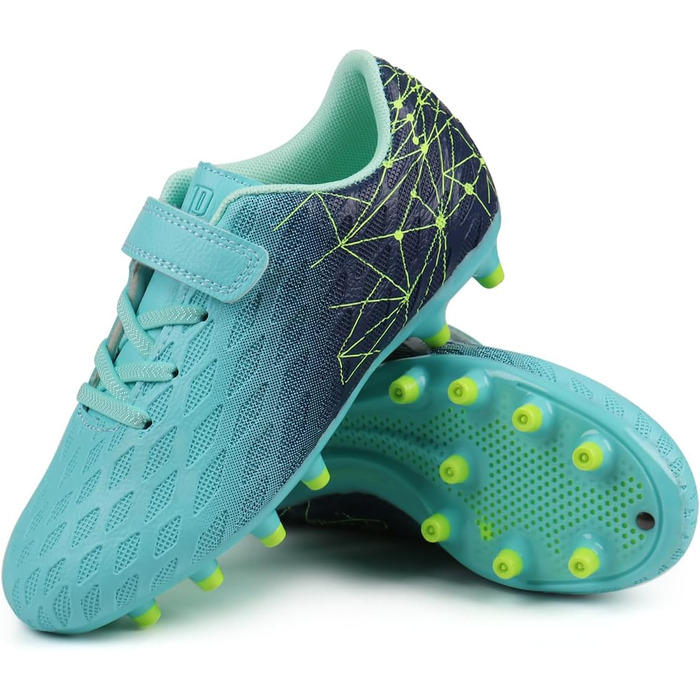 Дитячі футбольні бутси JABASIC Firm Ground для хлопчиків та дівчаток (26 EU, Зелений, Темно-синій)