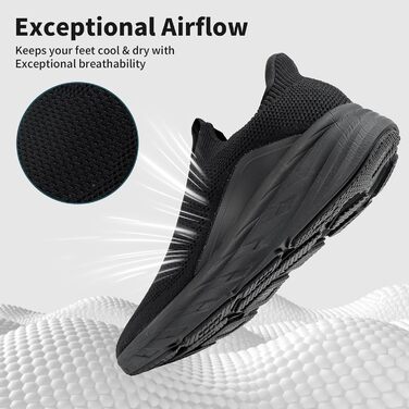 Чоловічі кросівки Sosenfer Slip-On без шнурівків, спортивні, для бігу, фітнесу, прогулянок, чорні, 42 EU