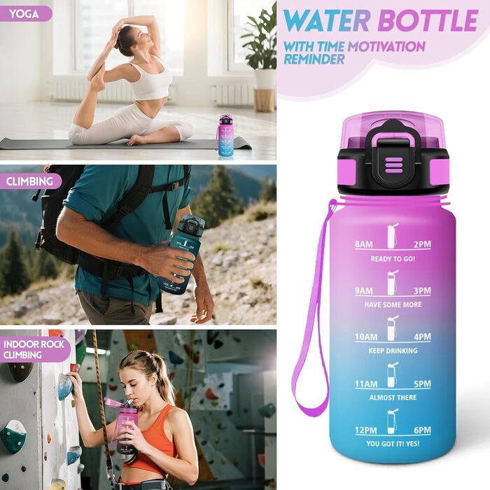 Фляга для води Motswedi з трубочкою, 1500 мл, BPA-Free, спортивна, не протікає, для фітнесу, школи, подорожей, офісу, жовтогаряча. Також доступна 500 мл рожево-блакитна