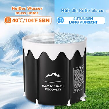 Ванна для криотерапії B&Y Eisbad Tonne, 85 см, 425 л, чорна, для спортсменів