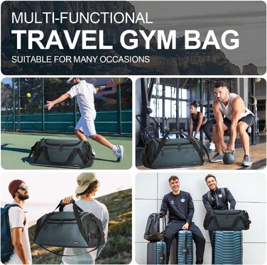 Спортивна сумка FIORETTO 35L з відділенням для взуття та мокрих речей, водонепроникна, для тренувань, спортзалу, подорожей, плавання, сауни, футболу (зелена)