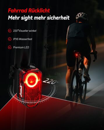 Набір велосипедних ліхтарів SFGSUP LED з USB зарядкою, водонепроникні (IPX5), схвалені StVZO