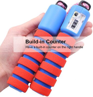 Скакалка Springseil Sunshine Smile: швидка, регульована, з лічильником, для дітей та спорту (червона, синя)