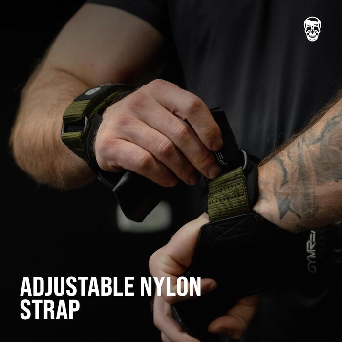 Набори важезних руків'їв Gymreapers для важкої атлетики, пауерліфтингу, тяги, підтягувань (пара) з неопреновими накладками, підтримкою для зап'ястя та гумовими рукавичками/ремнями (Ranger Green, M)