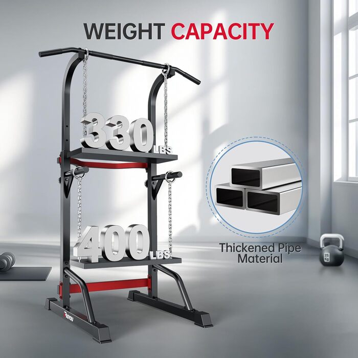 PASYOU Power Tower Freistehend: Турнік, бруси для віджимань, станція для силових тренувань (PU30/PU40), червоний