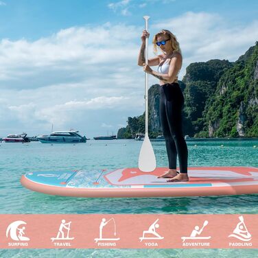 Надувне SUP-борд Tuxedo Sailor з аксесуарами, для дорослих та підлітків, блакитний та жовтий (блакитний та рожевий)