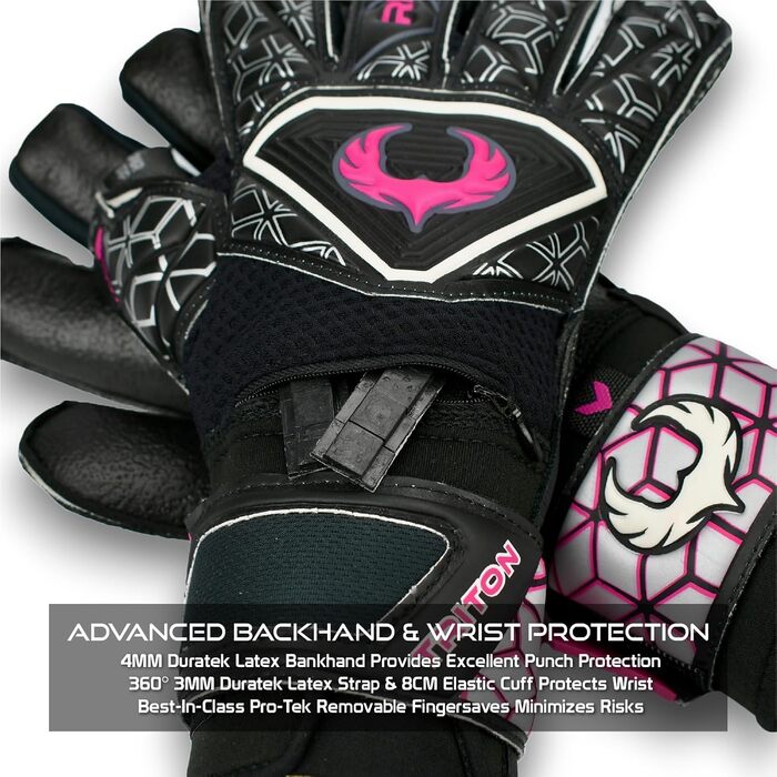 Воротарські рукавиці Renegade GK Triton Microbe-Guard (розміри 5-11, 3 моделі, рівень 2) Pro-Tek, Super Grip 3.5+3мм | Для жорстких покриттів | Дорослі, підлітки, діти