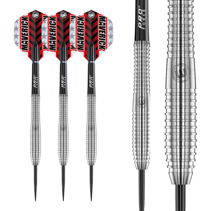 Професійний набір дартс WINMAU Maverick 21 г, сталевий наконечник, вольфрам, з крилами та стрижнями