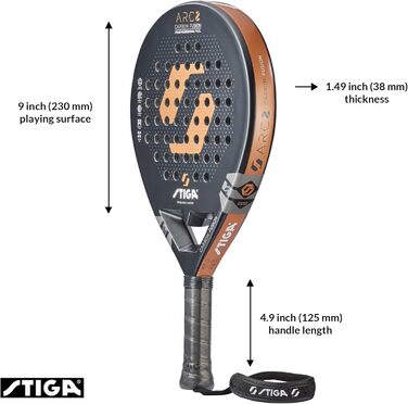 Ракетка для паддл-тенісу STIGA ARC 2 - велика площа удару, чорний/хромовий колір