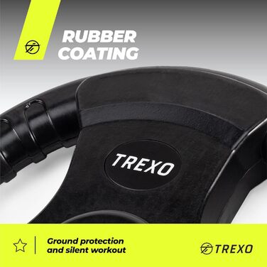 Диск для штанги TREXO 15 кг з ручками, чавунний, покритий, для кросфіту та силових тренувань