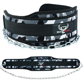 Пончо для підняття штанги BEAST RAGE, шкіряний, міцний, для тренажерного залу, бодібілдингу, тренувань, 10 регульованих отворів, 10,2 см, універсальний розмір, камуфляж