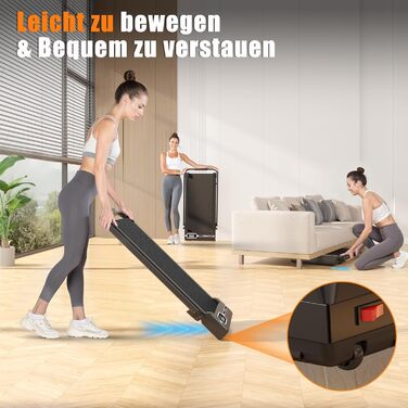 Біговий доріжка HomeFitnessCode з нахилом - Walking Pad для дому, чорно-білий (чорний, складний)